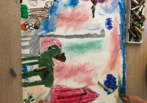Dzieci malują wspomnienia z Dinoparku
