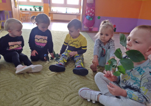 Dzieci oglądają liście