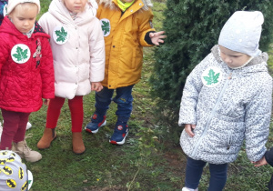 Dzieci sadzą drzewo w ogrodzie