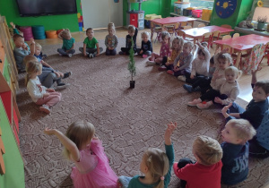 Dzieci słuchają informacji o drzewach