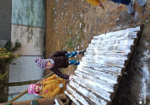 Dzieci badają śnieg