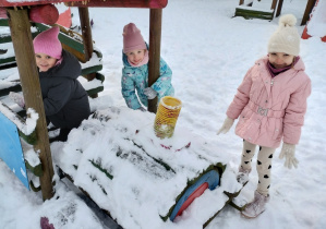 Dziewczyny bawią się śniegiem