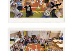 Dzieci bawią się na dywanie