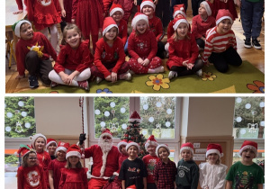 Dzieci pozują do zdjęcia z Mikołajem