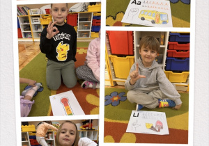 Dzieci pokazują literki i emocje w języku migowym