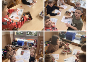 Dzieci malują poznane litery w języku migowym