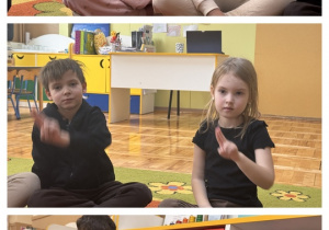 Dzieci pokazują kolory w języku migowym