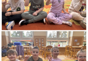 Dzieci pokazują słowa lama i mata w języku migowym