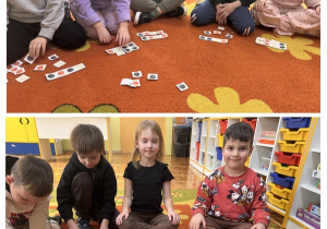 Dzieci układają kolory zgodnie z poleceniem