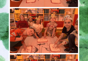 dzieci bawią się w paleontologów