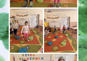 dzieci uczestniczą w wyścigu dinozaurów