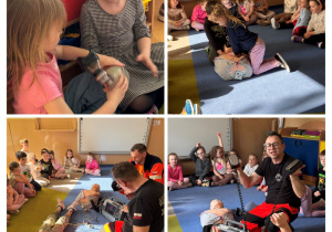 Dzieci zapoznają się ze sprzętem używanym przez ratowników medycznych w czasie ich pracy