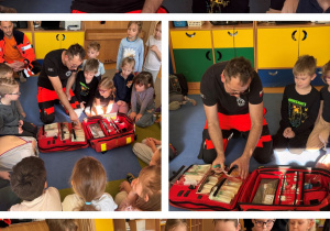 Dzieci zapoznają się ze sprzętem używanym przez ratowników medycznych w czasie ich pracy