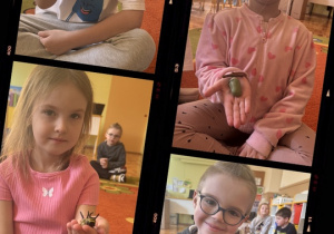 Dzieci pokazują figurki