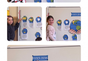 Dzieci przyczepiają informacje o Ziemi