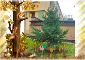 Zdjęcie zasadzonego w ogrodzie przedszkolnym drzewa