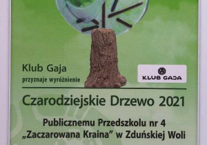 Wyróżnienie Klubu Gaja "Czarodziejskie Drzewo 2021"