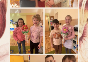 Chłopcy wręczają balonowe kwiaty