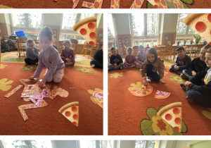 Dzieci układają napis - pizza