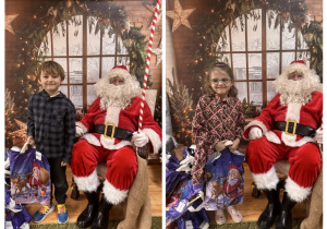 Dzieci pozują do zdjęcia Mikołajem