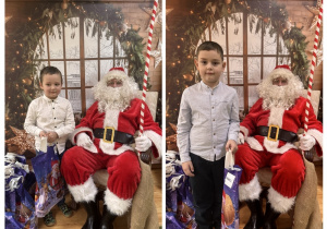 Dzieci pozują do zdjęcia Mikołajem