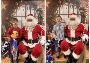 Dzieci pozują do zdjęcia Mikołajem