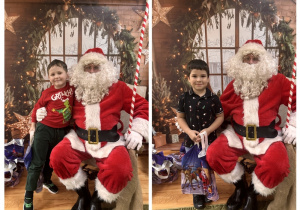 Dzieci pozują do zdjęcia Mikołajem